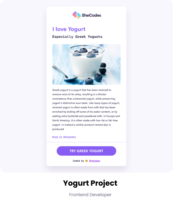 An image of yogurt app project